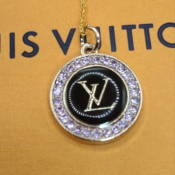 LOUIS VUITTON LV ZIPPER PULL CHARM GOLD tone metal, RHINESTONES 23mm - Picture 1 of 6